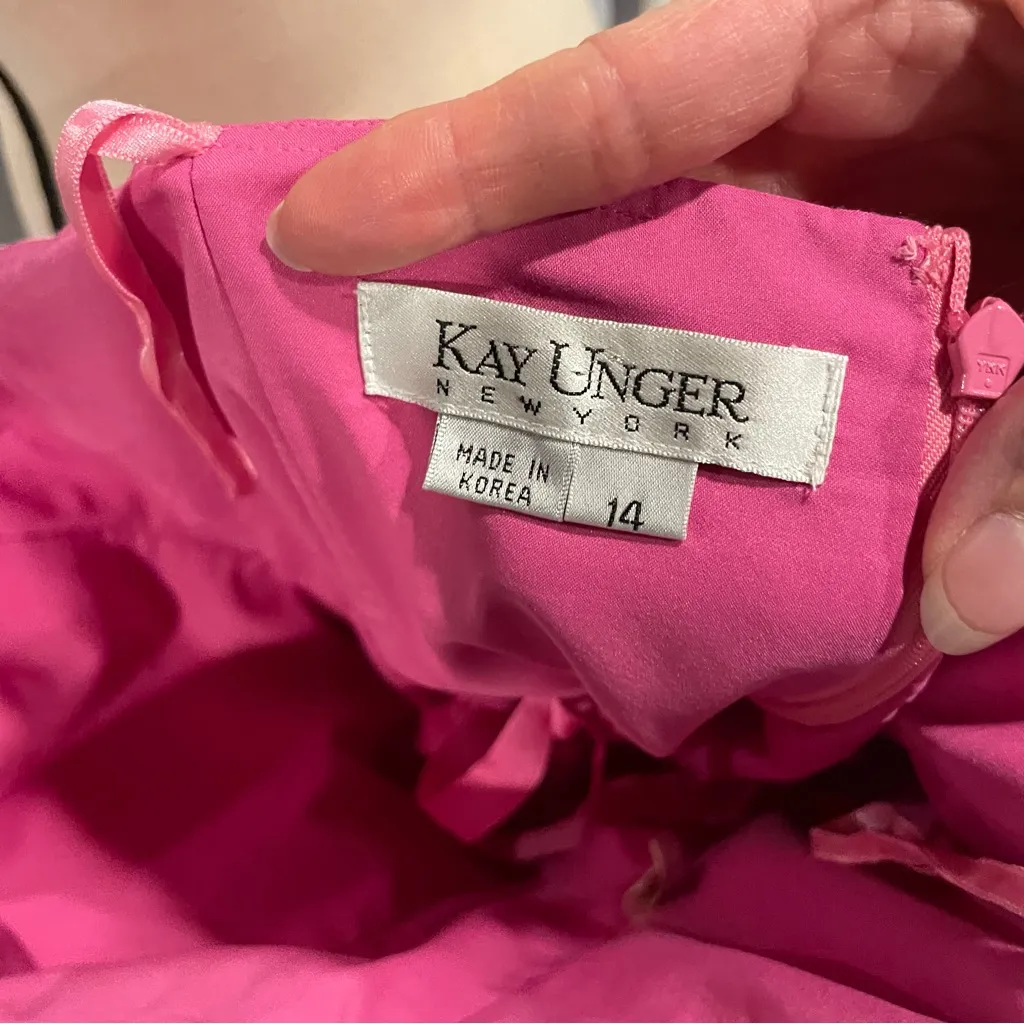 Cute Vintage Y2K Kay Unger bubblegum pop strapless pleated mini dress polka dots Pink Size 14 - Image 7