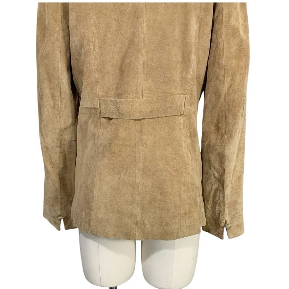 Vintage Michael Michelle Y2k Suede Button Down Jacket Tan Size Medium - Image 8