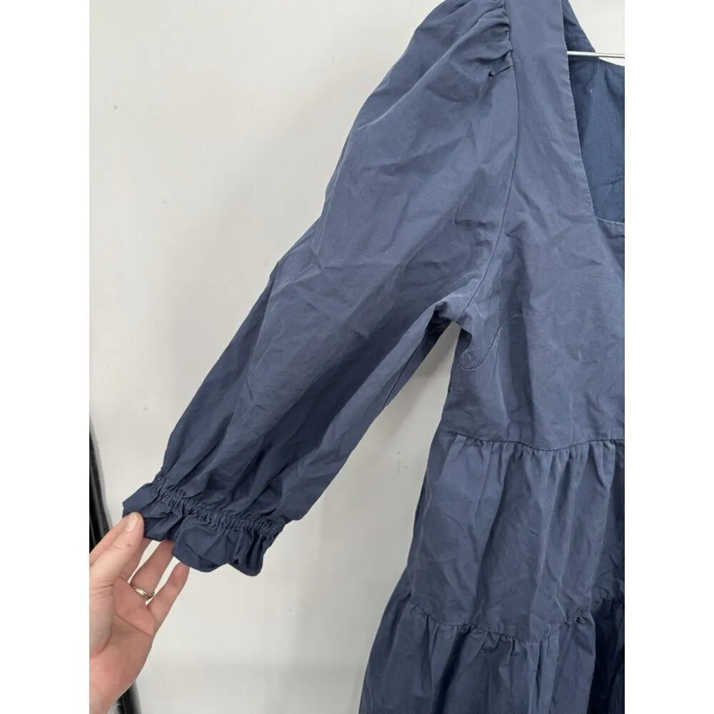 MADEWELL Poplin Lizzie Babydoll Dress Women‎ Sz 8 Navy Blue Cottagecore Peasant - Image 10