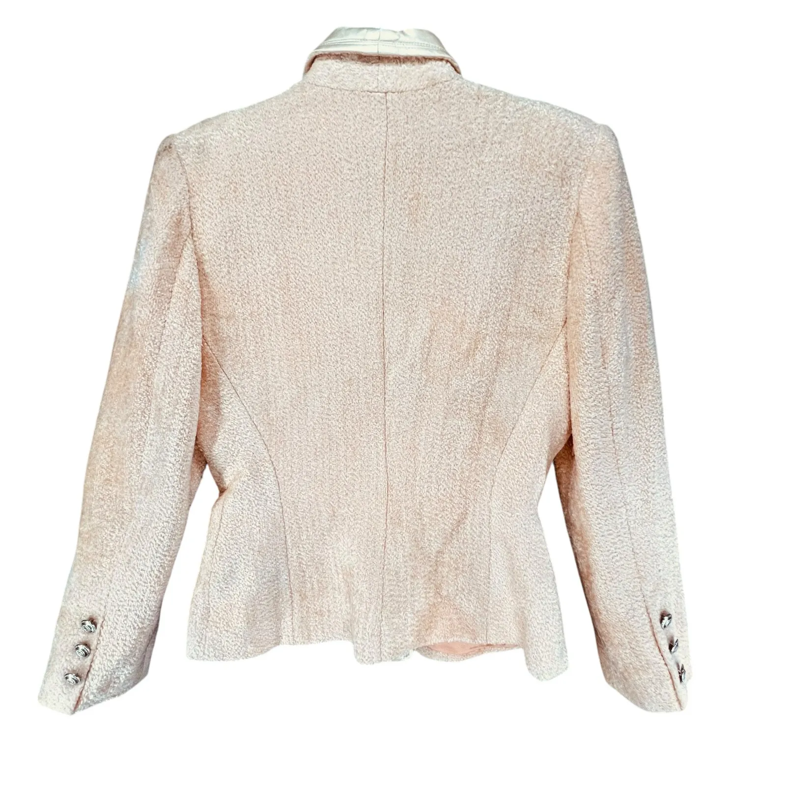 Vertigo Paris Blazer Women M Peach Soft Boucle Wool Blend Buttoned Jacket France - Image 3