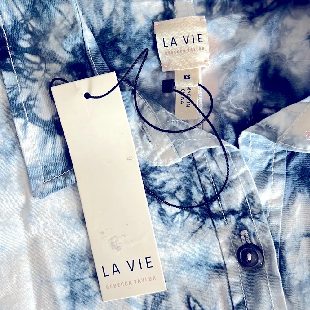La Vie Ink Tie Dye Jumpsuit in White/Navy Size XS New w/Tag MSRP $325.00 - Image 6