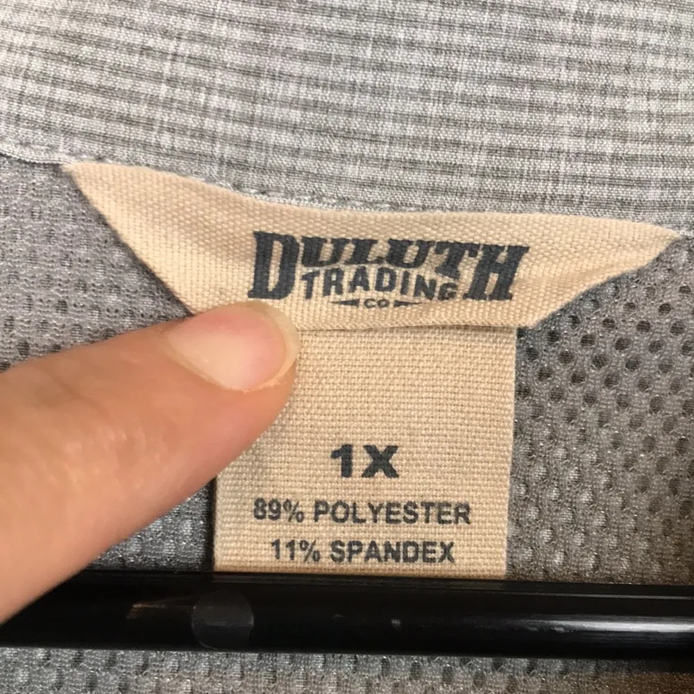 Duluth Trading Co Women’s Gray Stripes Utility Pockets Drawstring Tunic Shirt Size 1X - Image 12