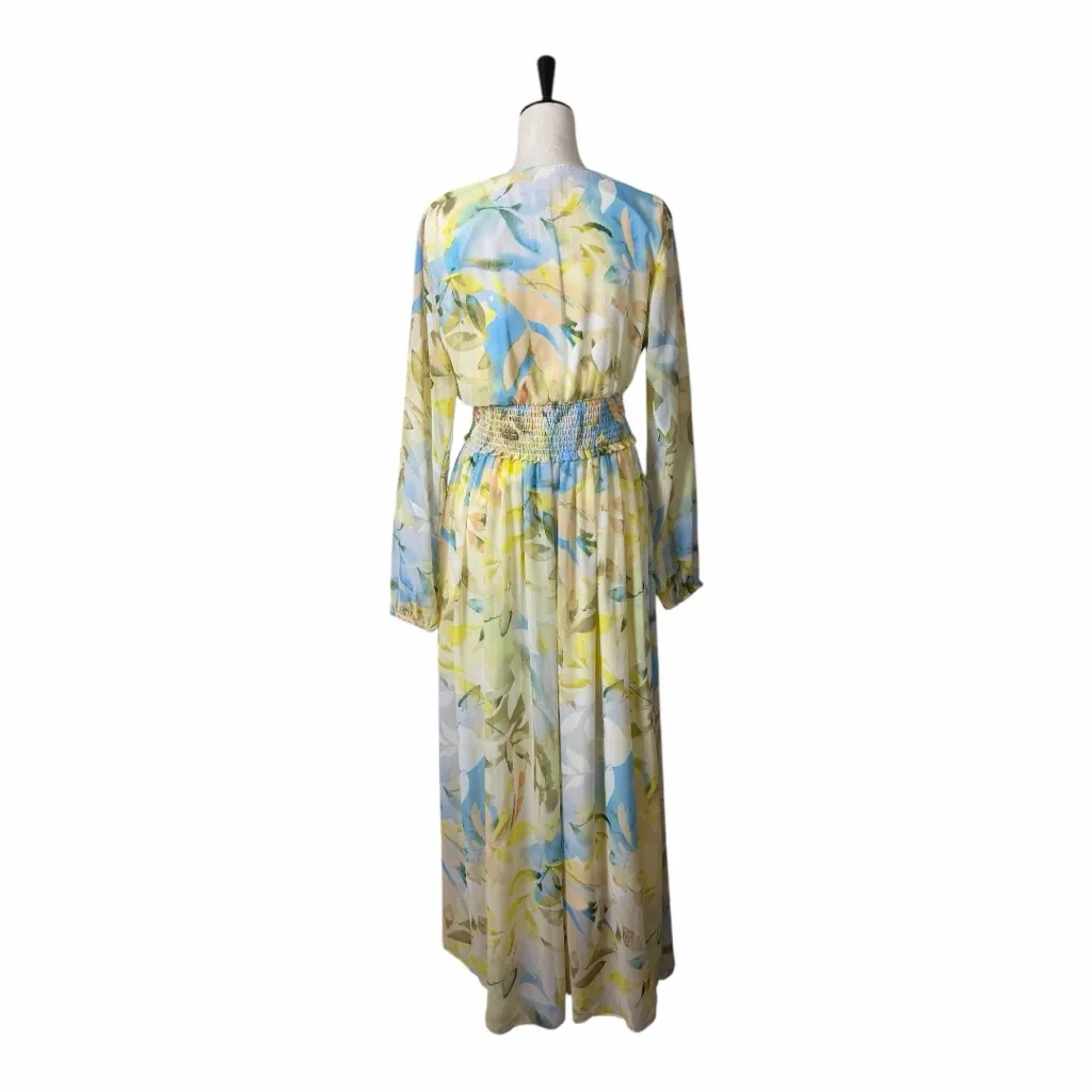 Laundry by Shelli Segal Long Sleeve Maxi Dress Yellow Floral Women’s Size 10 - Image 5