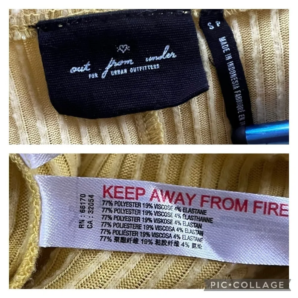 Urban Outfitters Yellow Draped Neck Crop Ribbed Knit Sweater S - Image 14