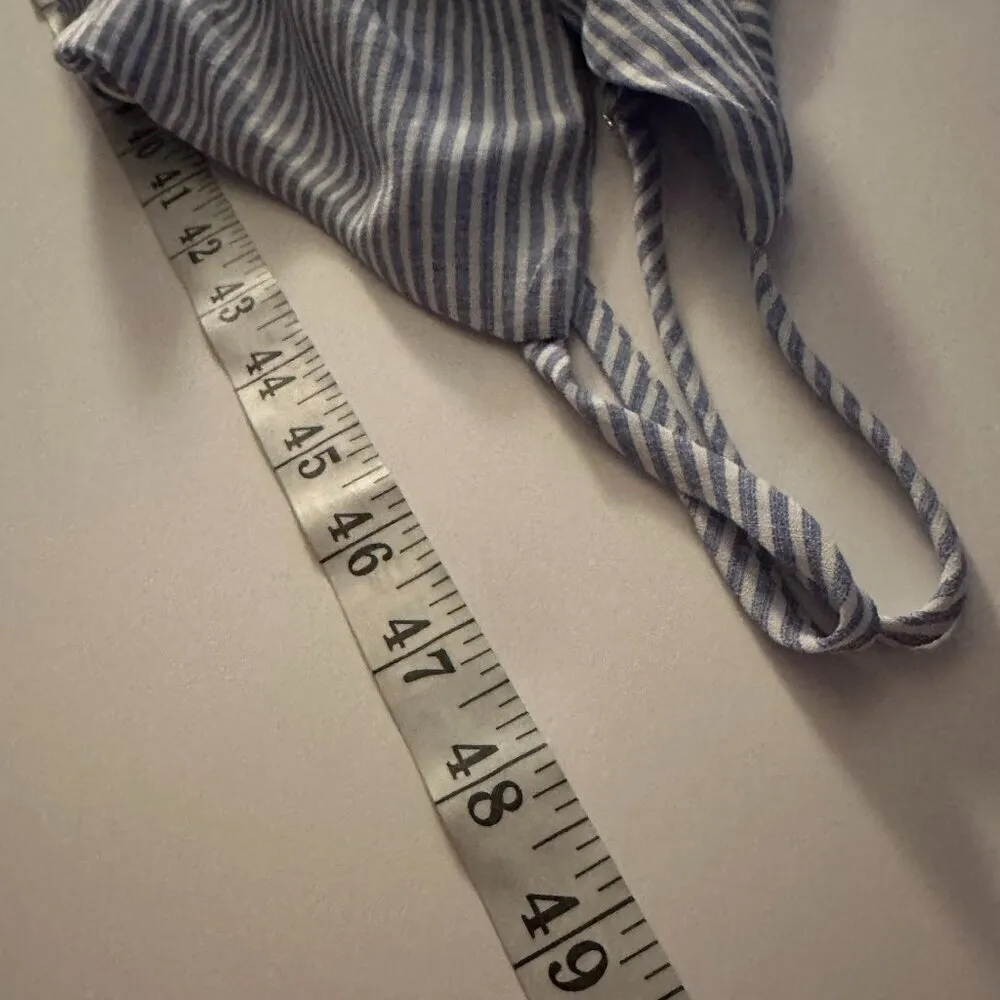 Sienna Sky Womens Tie Front Jumpsuit Blue and White Pinstripe Size Medium - Image 13