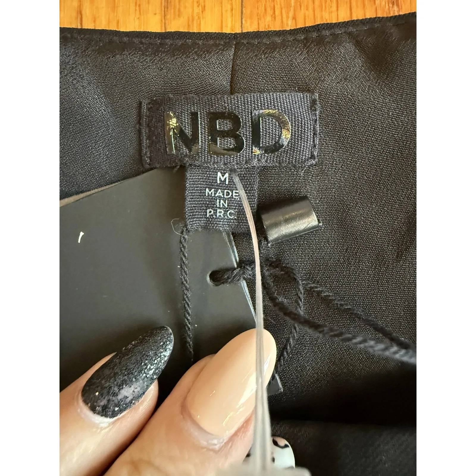 NBD Dress Womens Medium Black Cutout Waist Beaded Trim Sleeveless Lined Skater - Image 4