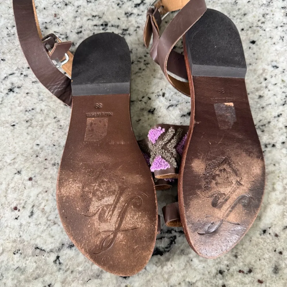 Free People Torrence Stitched Mauve Leather Ankle Wrap Sandals Sz 39 or 8-8.5 - Image 4