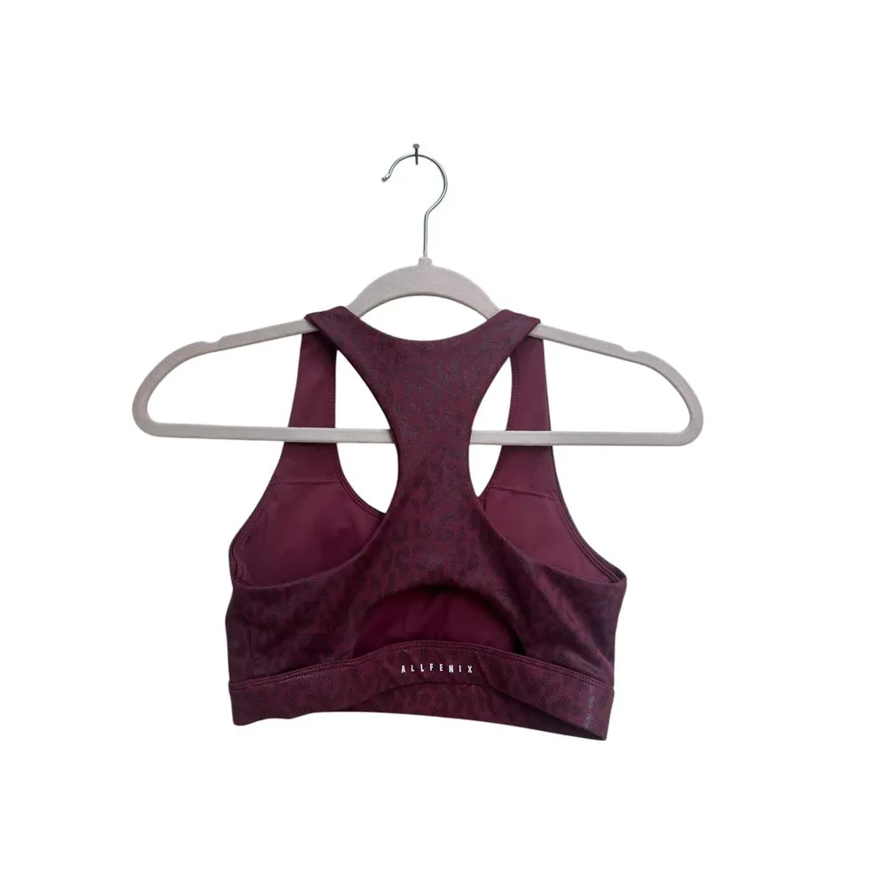 Anthropologie Allfenix Liquid Leopard Sports Bra (2) Maroon & Teal Size Small‎ - Image 2