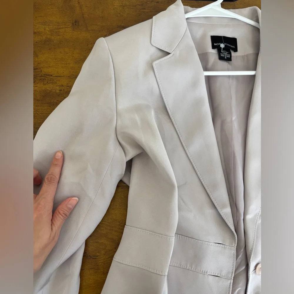 Moda International Lilac Blazer Tailored Suit Jacket Silk Lined Women's Size 8 Purple - Image 9