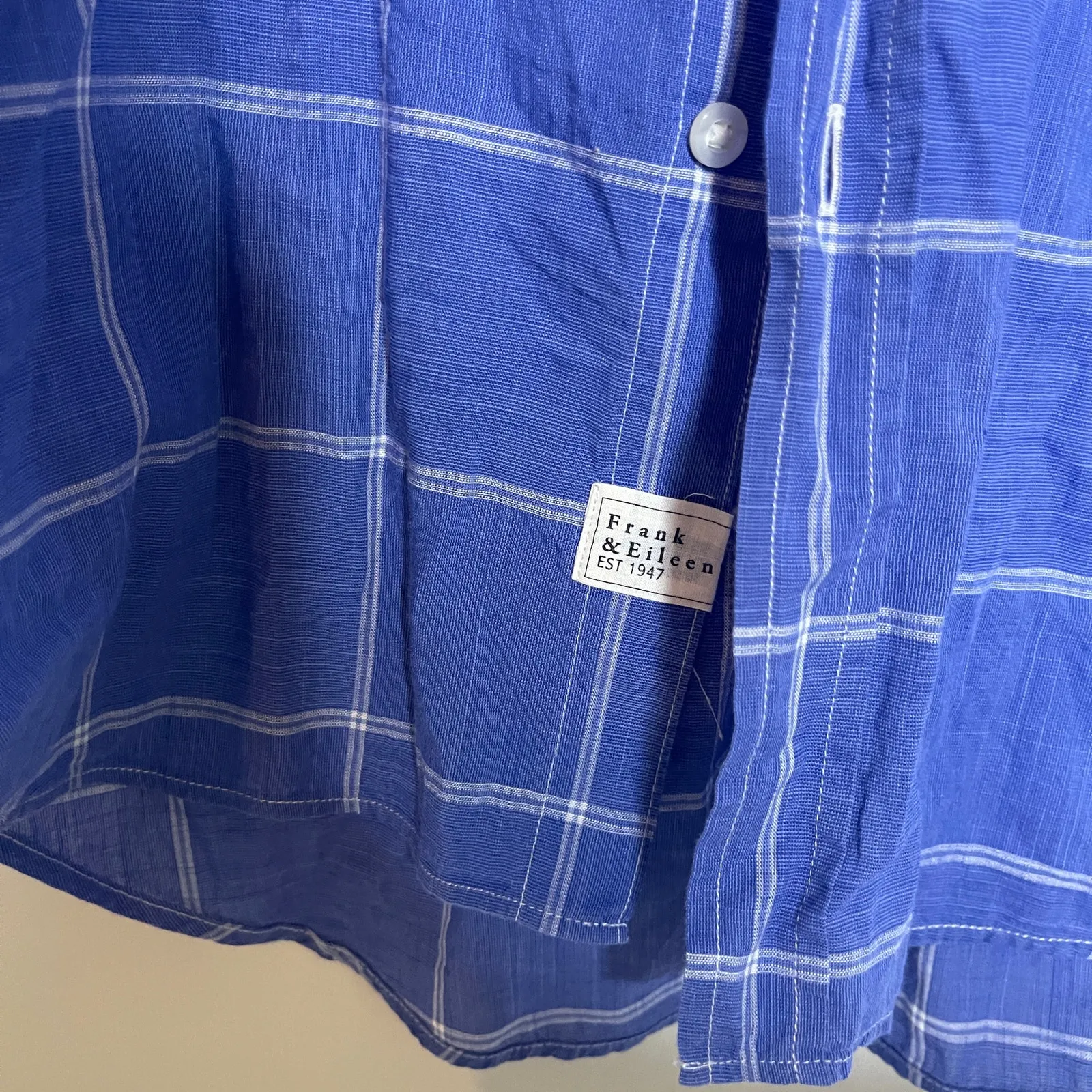 Frank and Eileen Eileen Woven Button Up in Blue plaid Windowpane Sz S - Image 4