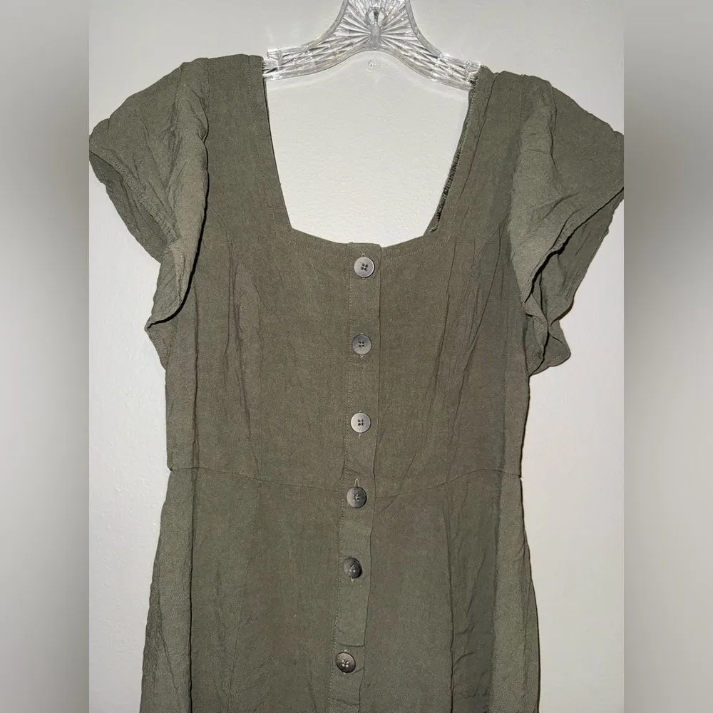 Universal Thread Army green Button-Front Mini Dress size small #720 - Image 3