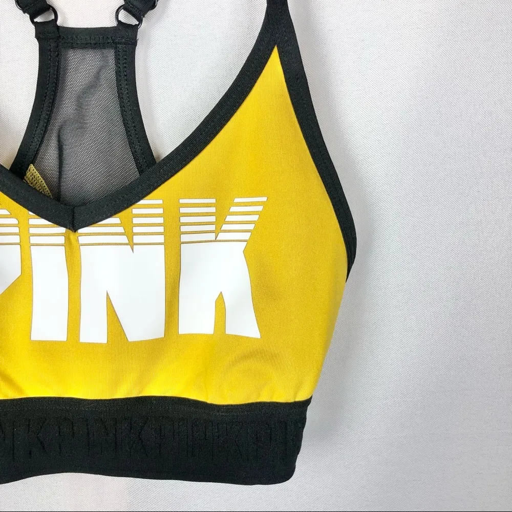 PINK Victoria's Secret Yellow & Black Ultimate Lightly Lined Sports Bra XS - Image 13