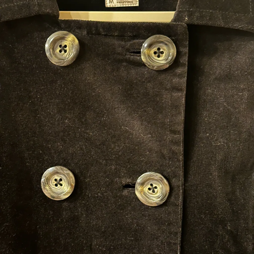 Swing style peacoat size m black faux velvet - Image 2