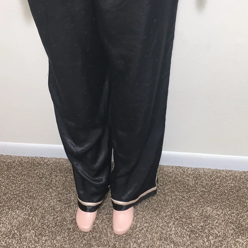 Victory Secret black silky polka dot black woman pajama set size XL drawstring - Image 6