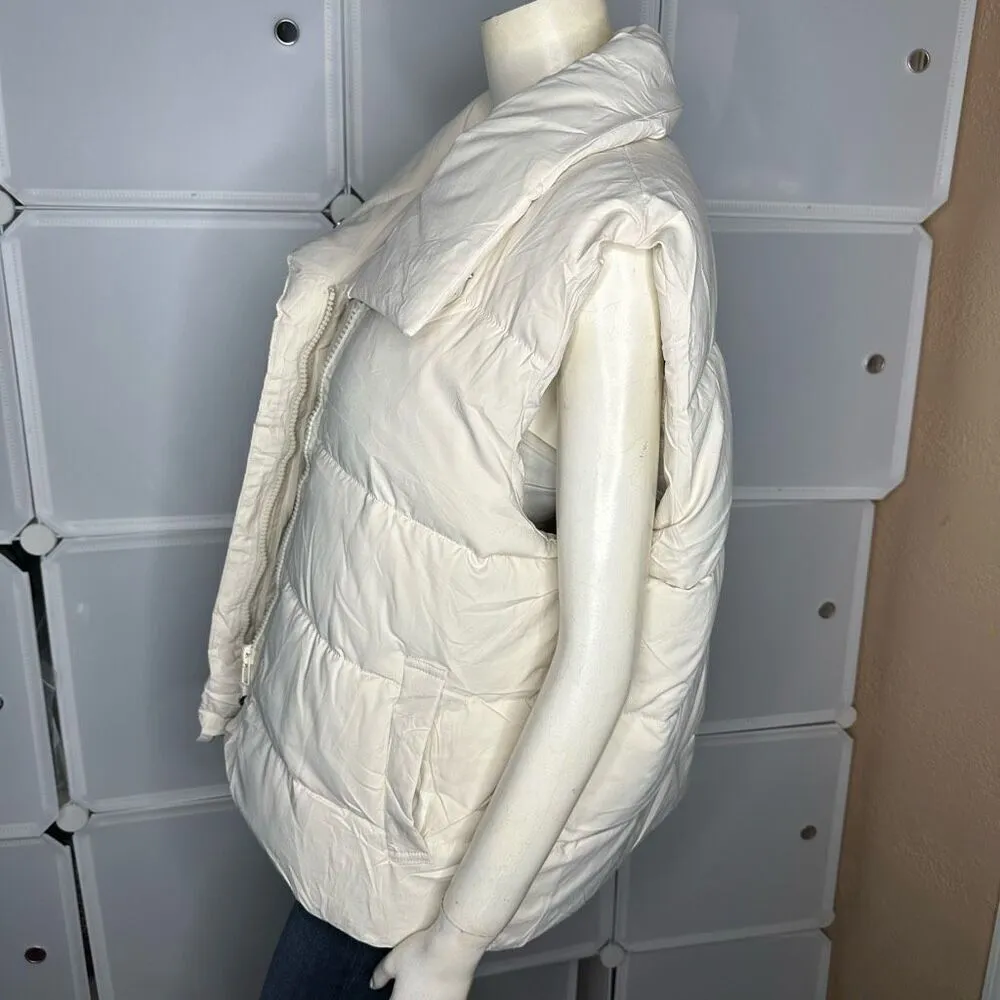 Fashion Cream Puffer Vest Size Large - Image 5