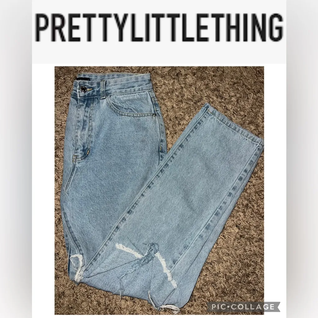 PrettyLittleThing Denim Blue Straight Leg Jeans - Image 2