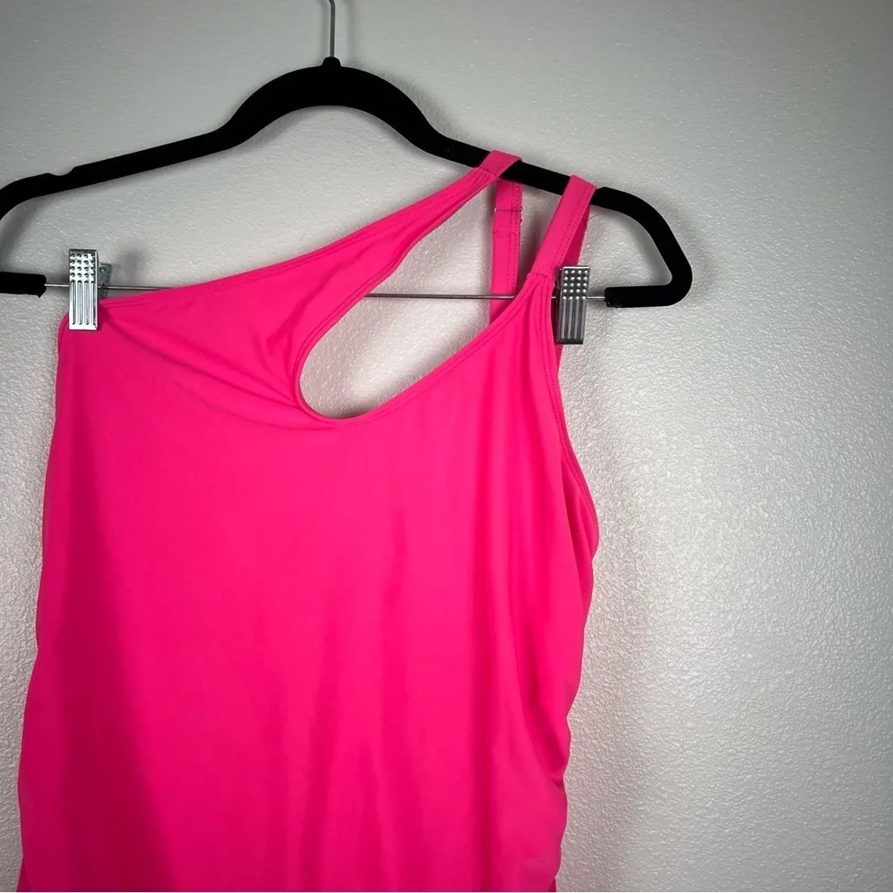 One Shoulder Hot Pink Swim Suit‎ Sz 1X - Image 2