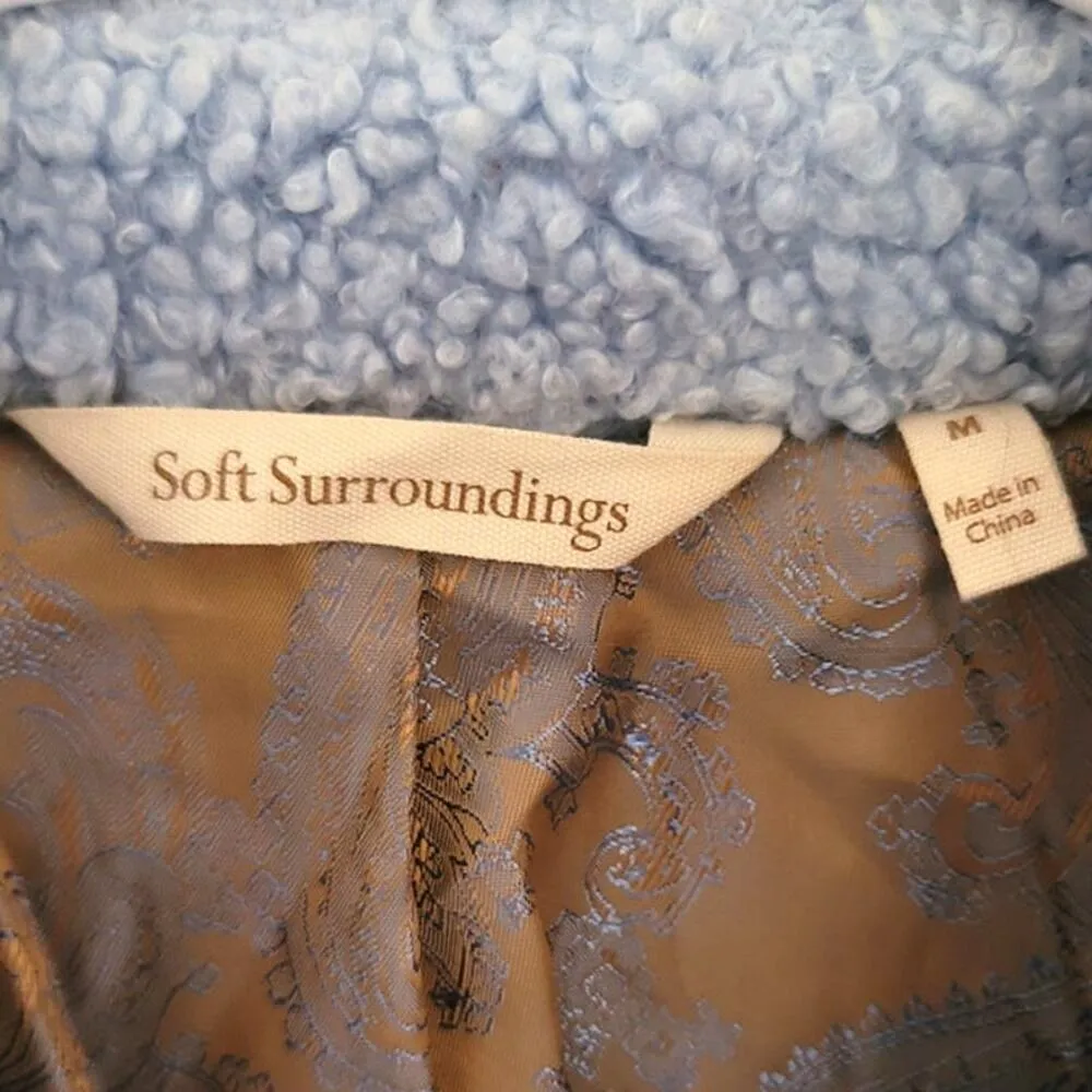Soft Surroundings Contesse Long Sleeve Faux Sherpa Coat Carolina Blue Medium - Image 4