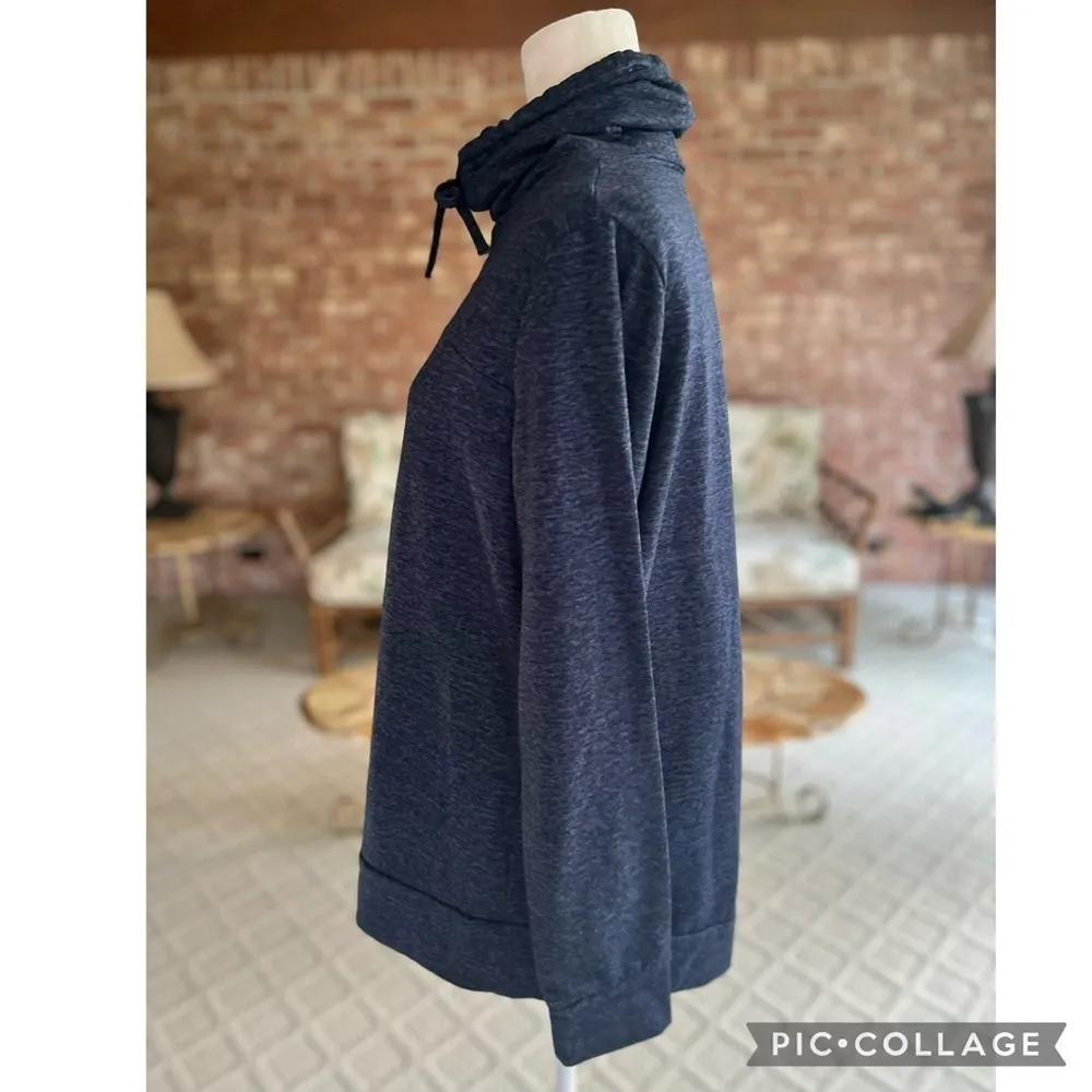32 Degrees Sweatshirt Navy Blue Quilted Fleece M Cowl Neck Drawstring Casual - Image 6