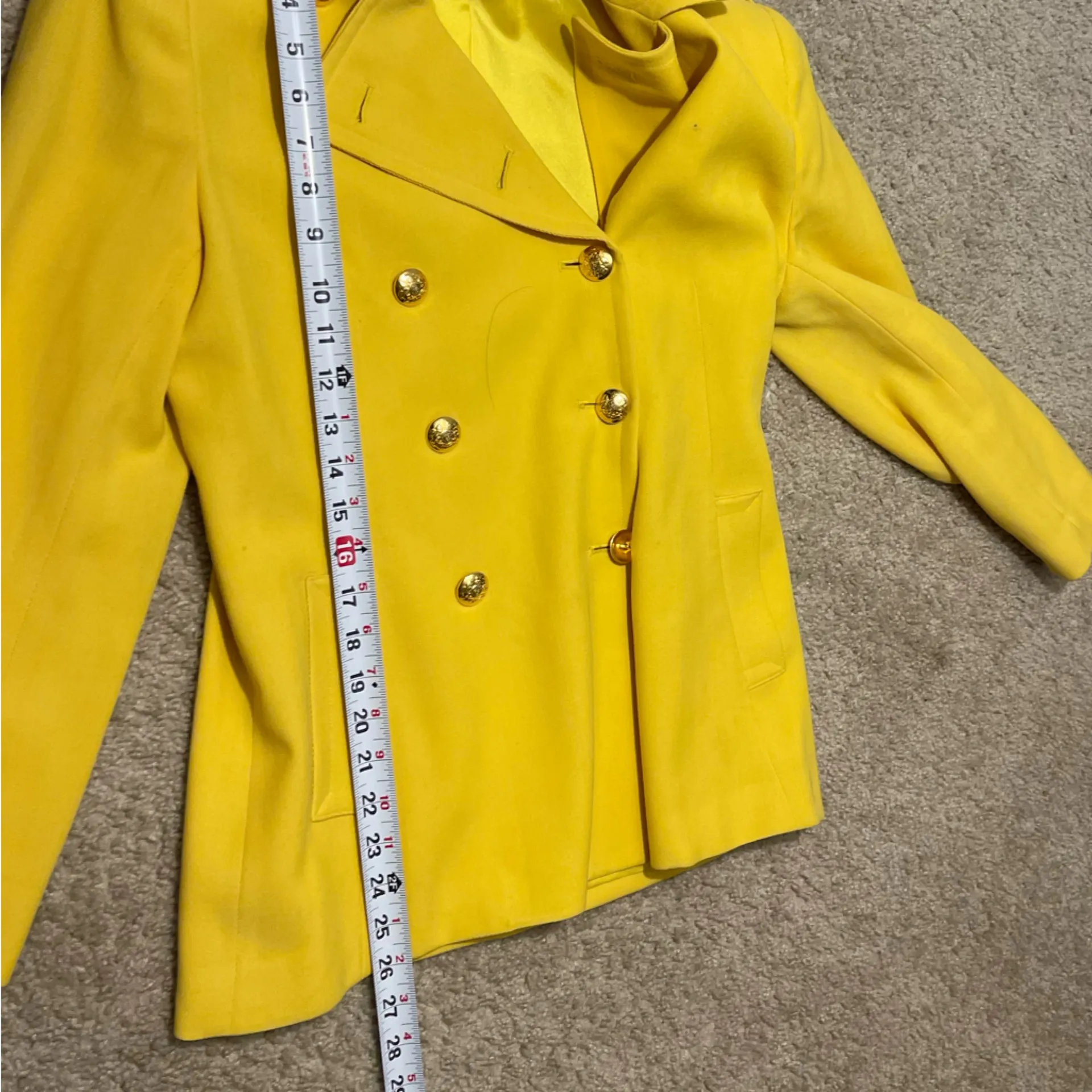 Lauren Ralph Lauren Women’s Yellow Wool Riding Blazer Jacket Sz 6P Made in USA - Image 7