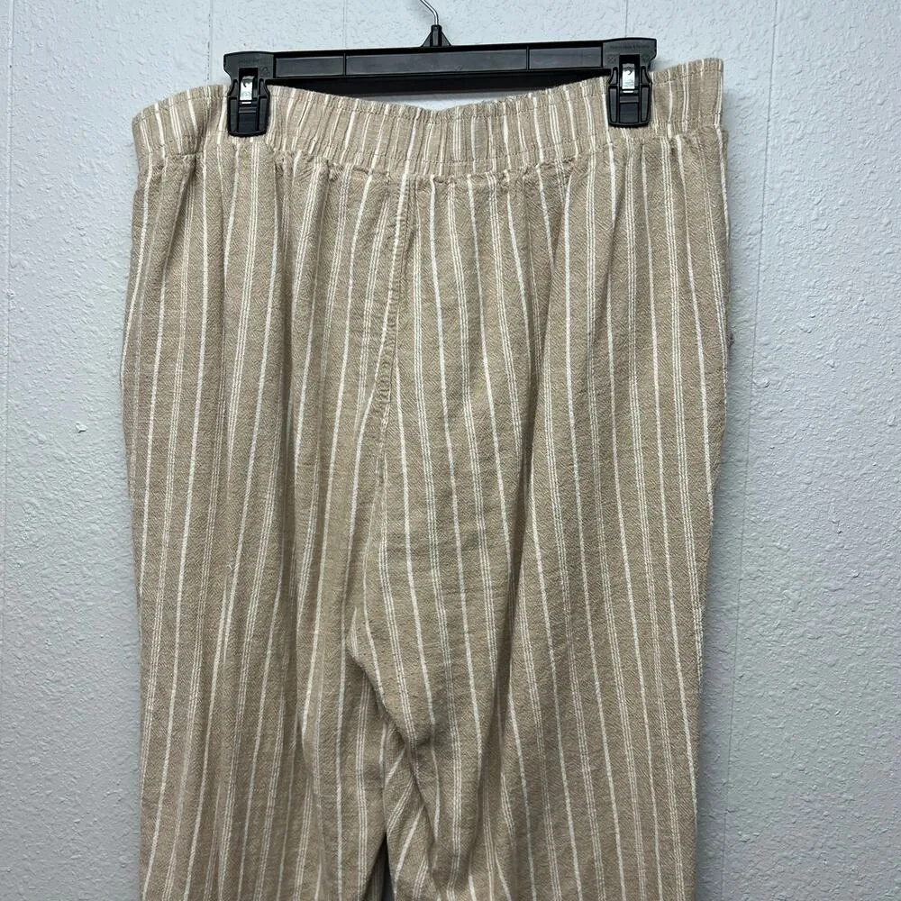 Briggs Linen Blend Pull On Beach Boho Vacation Coastal Grandmother Pants Sz XL - Image 6
