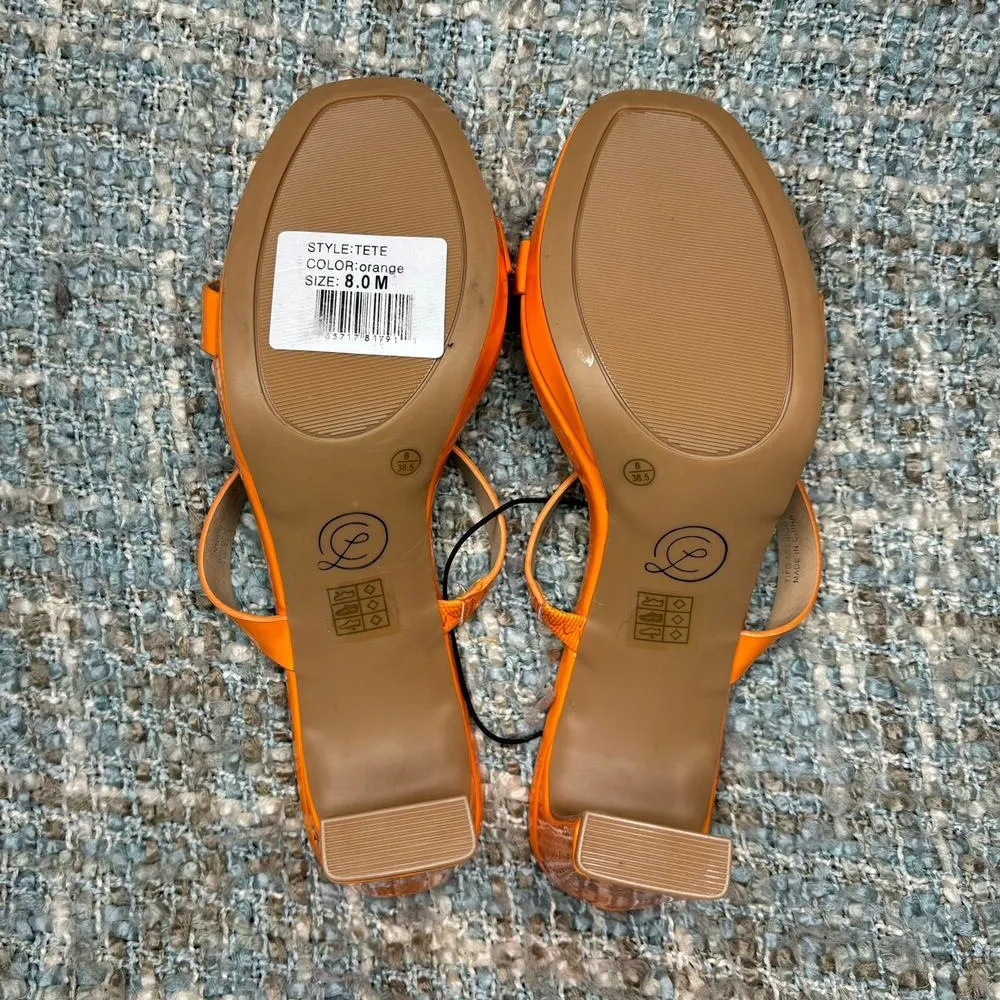 Chinese Laundry Tete Patent Heeled Sandal in Orange - Image 7