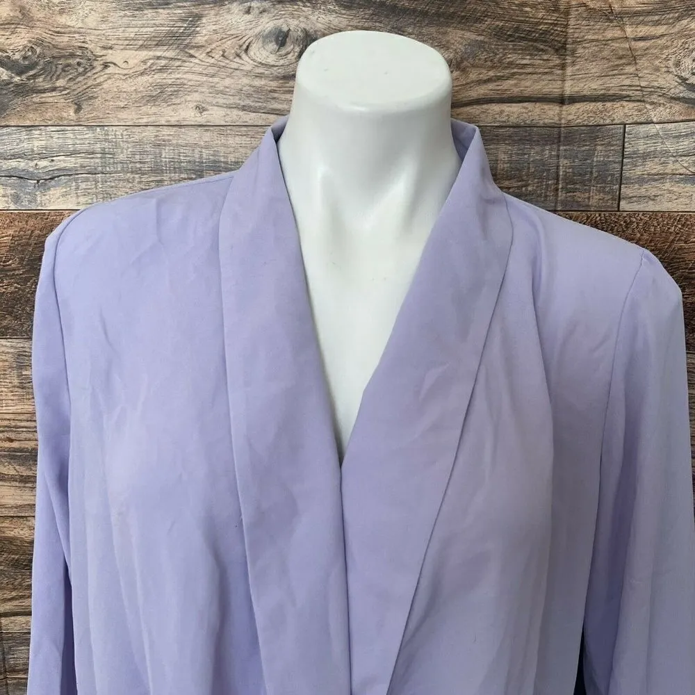 NWT International Concept Purple Long Sleeve Draped Open Front Blouse Top SMALL - Image 5