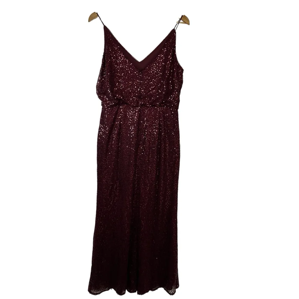 Adrianna Papell Sequined Blouson Gown in Deep Wine Dress Size 8 - Image 13