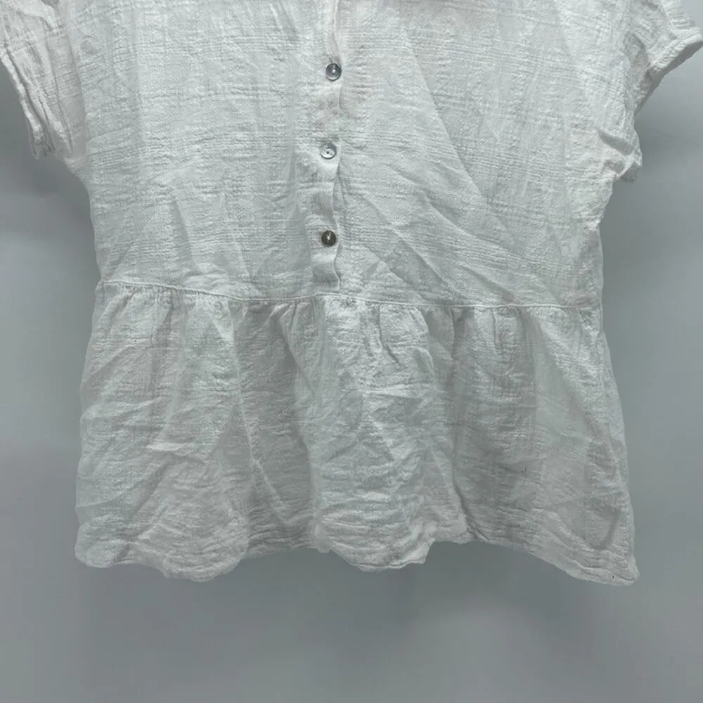 Tahari gauze cotton cropped peplum boxy oversized lightweight summer shirt - Image 4