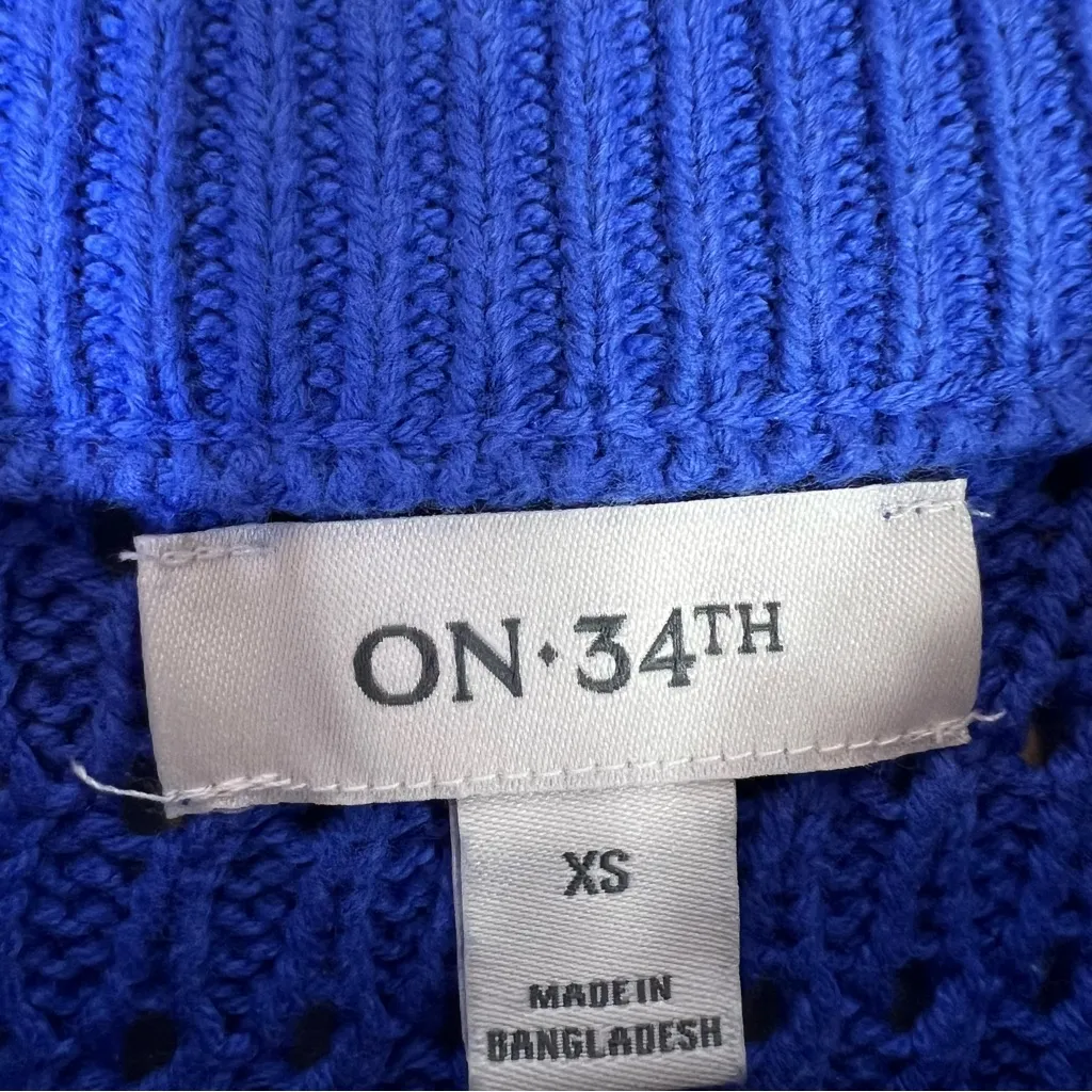 NWT ON 34th Cozy Sweater Womens XS Blue Cable Knit Crewneck Textured Preppy - Image 6