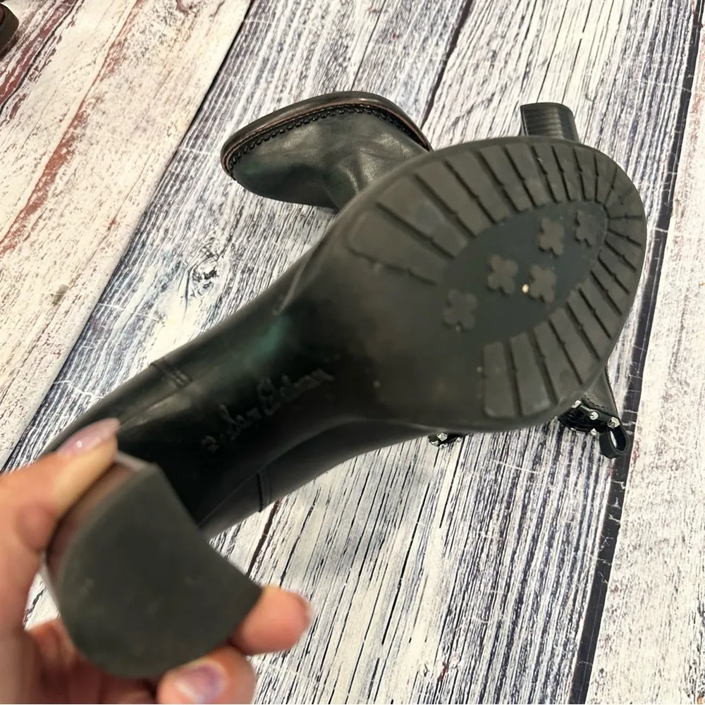 Sam Edelman Black Leather Studded Heeled Ankle Boots - Image 5