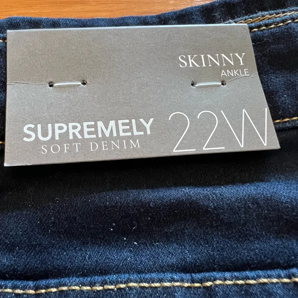 Soft Surroundings Supremely Soft Jeans NWT High Rise Skinny Ankle Dark Wash 22W - Image 14