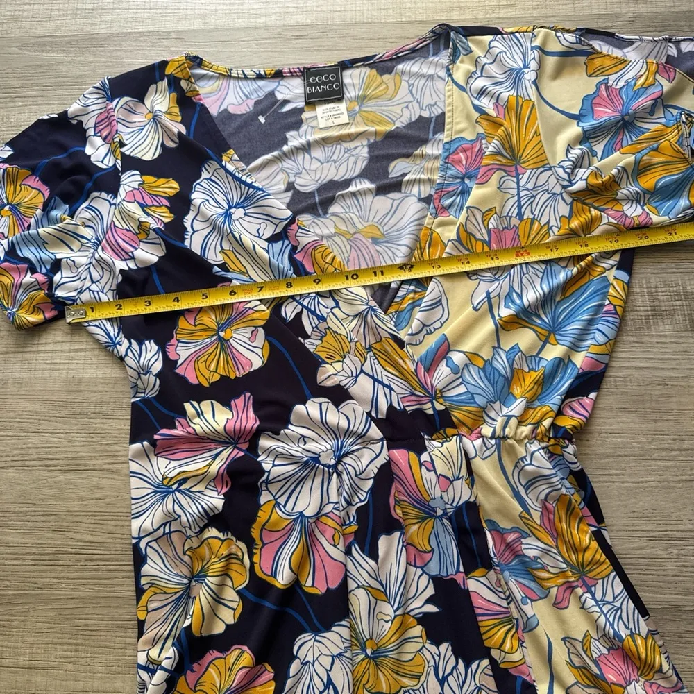 Coco Bianco Floral Blouse - Navy, Yellow, Cream size L - Image 5