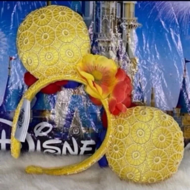 Disney parks yellow lace flower crown Minnie Mouse ears dia de los muertos - Image 2