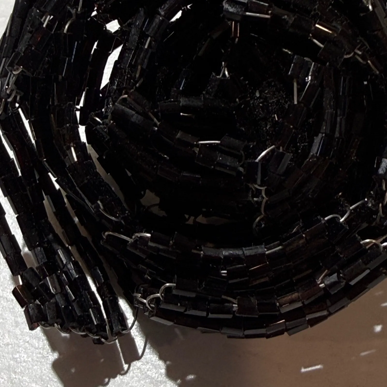 Sparkly Black Beaded Flower Brooch Pin Unique Handmade Accessory - Image 2