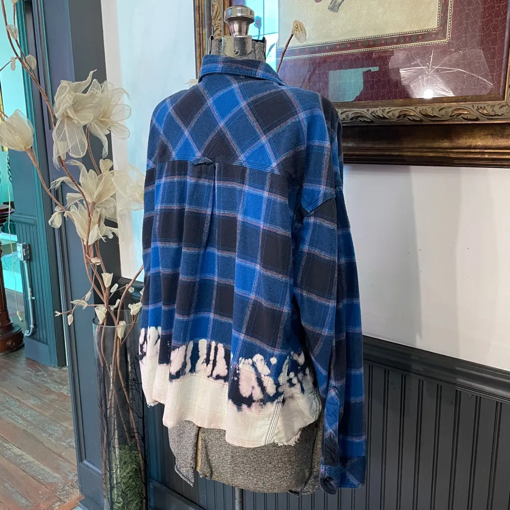 BDG Rayne Flannel Bleached Mixed Button Up Shirt UO Urban Outfitters - Sz L 💕🎀 - Image 8