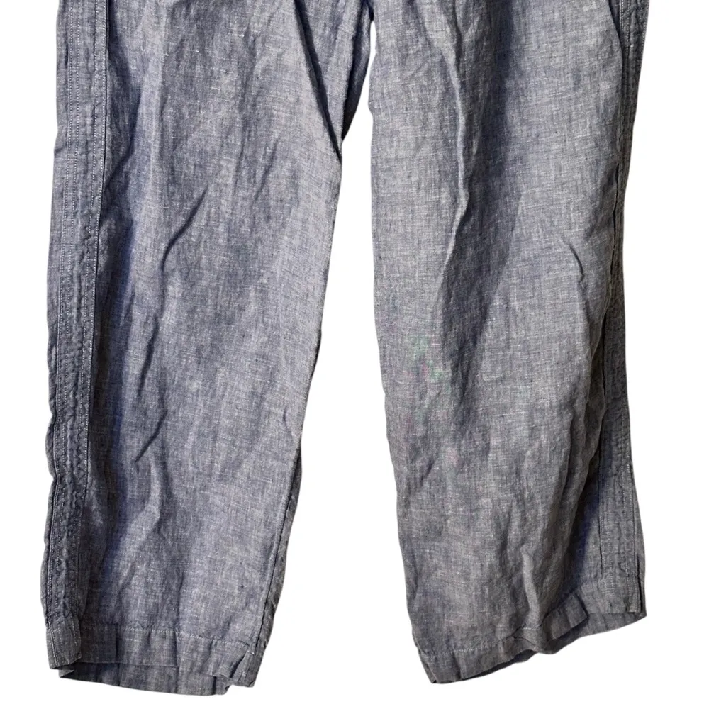 Athleta Blue Linen Drawstring pull on Pants size 12 - Image 6