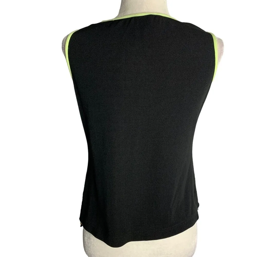 Vintage 90s Ronni Nicole Tank Top S Petite Black Beaded Strech Knit Sleeveless - Image 5