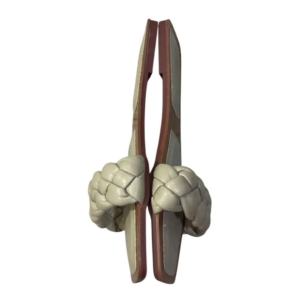 Trish Lucia Braided Slide Sandal Light Tan Size 40 (9) Square Toe Brown - Image 4