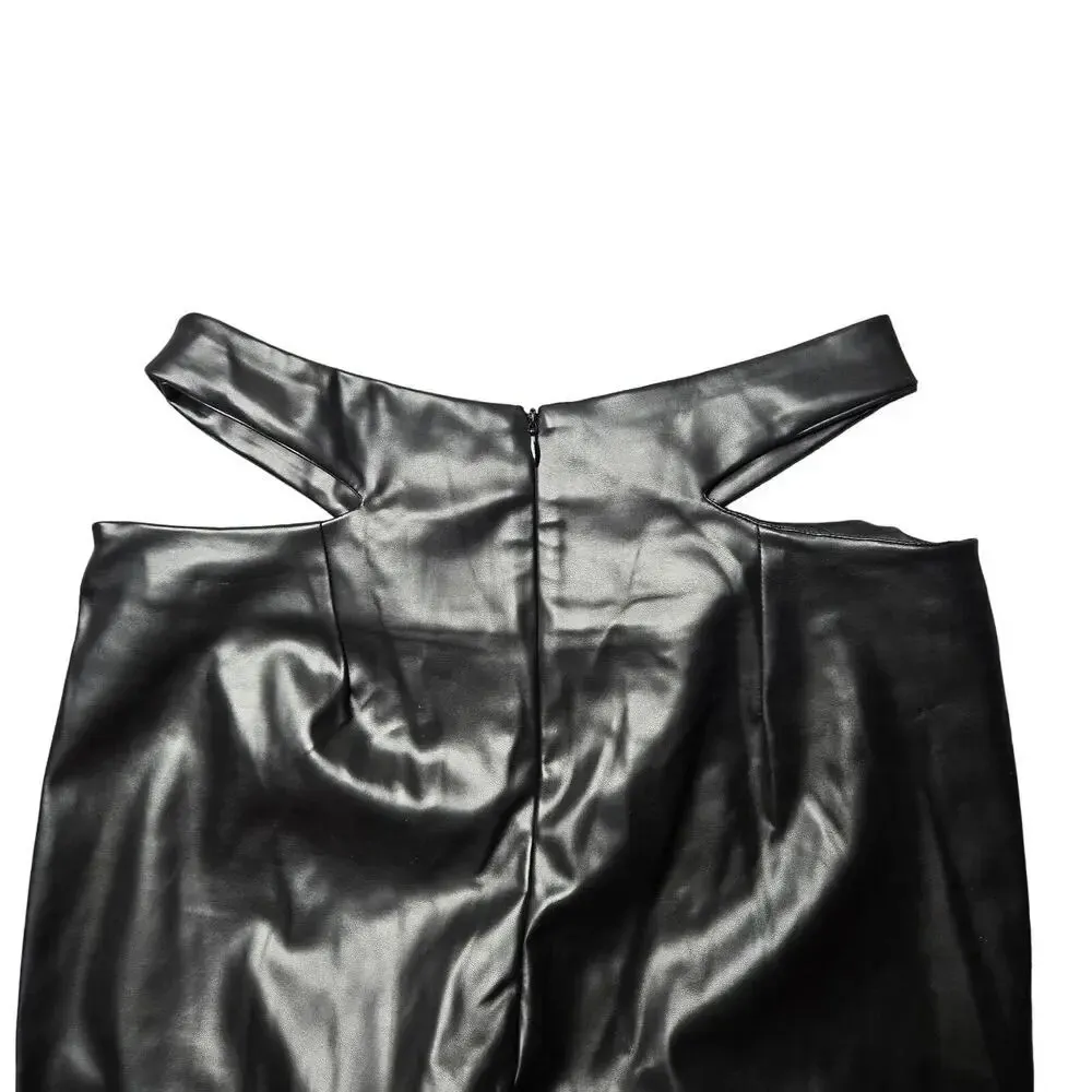 Superdown Black Faux Leather Sia Cutout Pants - Image 6