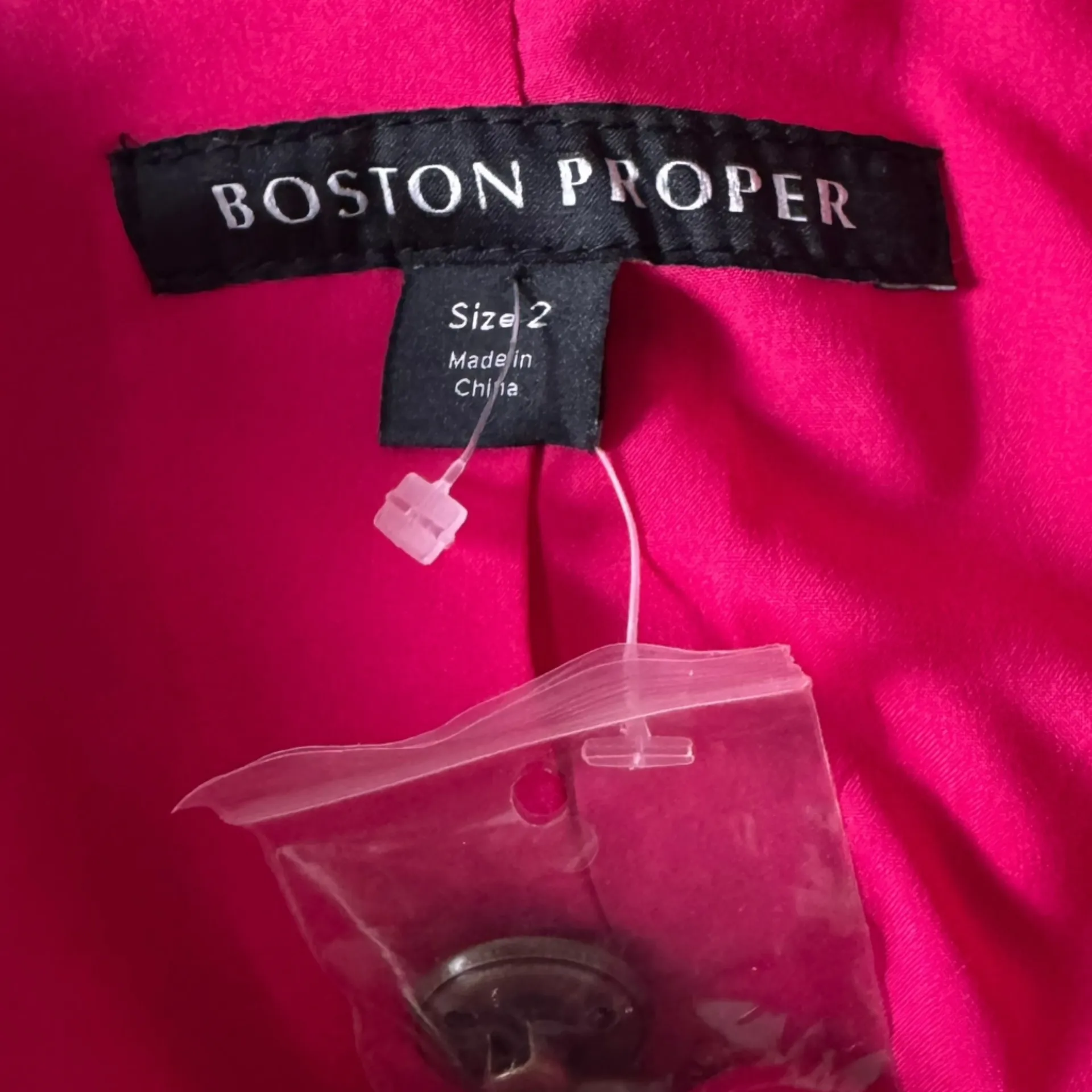 Boston Proper - NWOT Modern Double Breasted Blazer Hot Pink Gold Buttons Sz 2 - Image 11