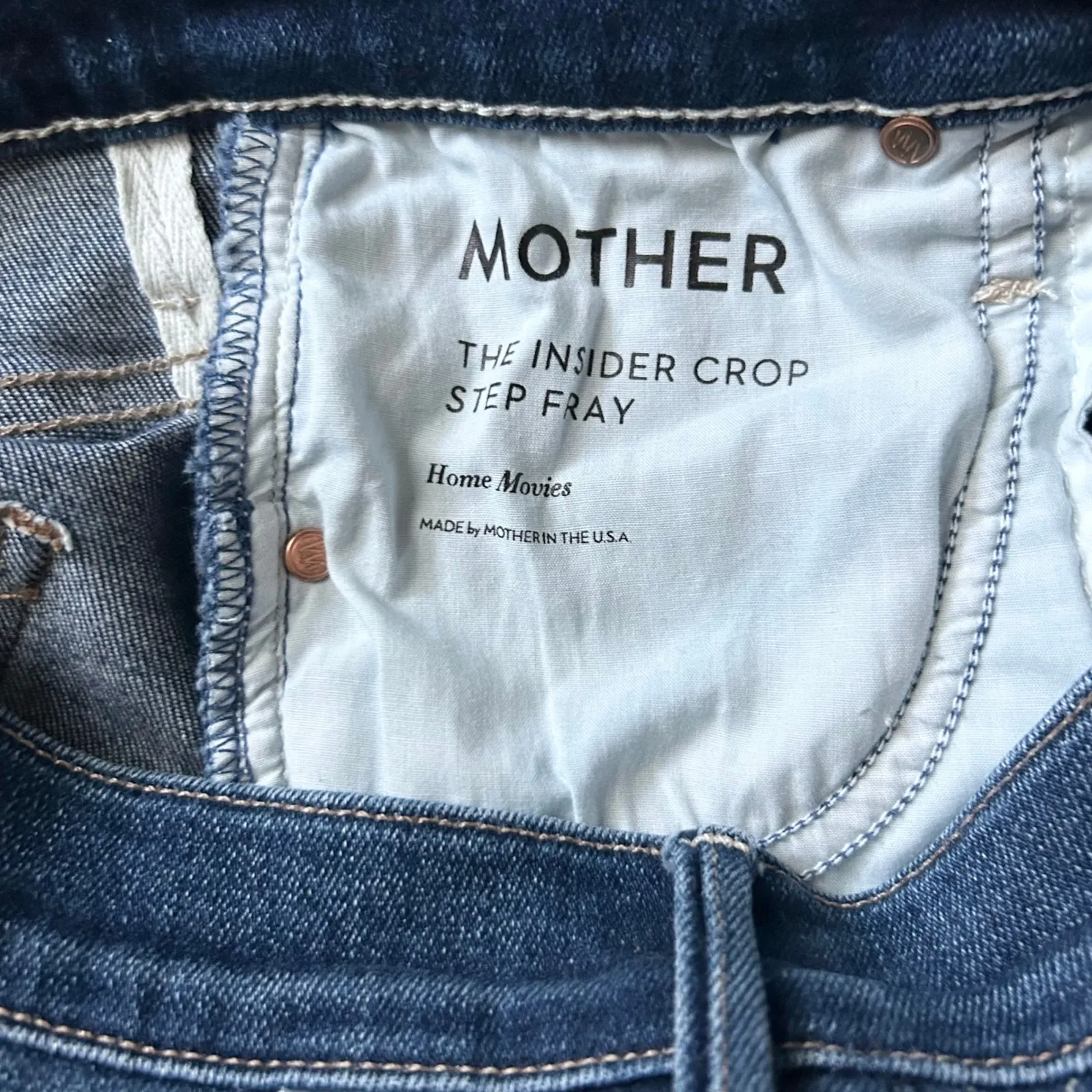 Mother The Insider Crop Step Fray Flare Jeans in Home Movies Size 26 Blue - Image 7