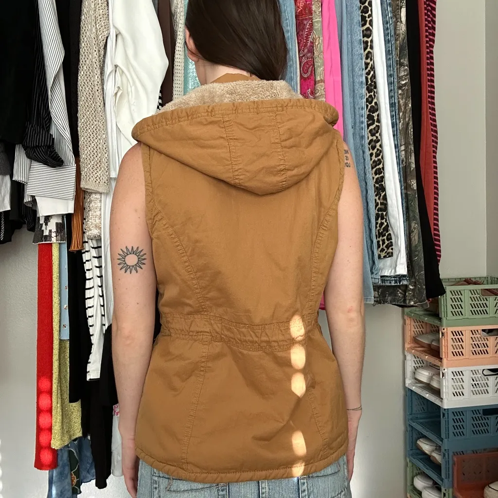 YMI Women's Brown Hooded Vest - Image 3