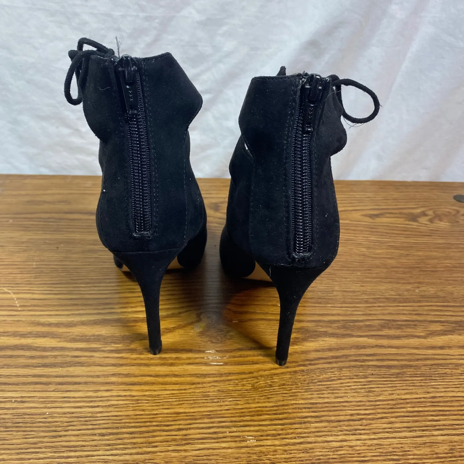 Mix No. 6 Lace Up Heels Pointed Toe Stiletto‎ Ankle Booties Black Size 8 - Image 4