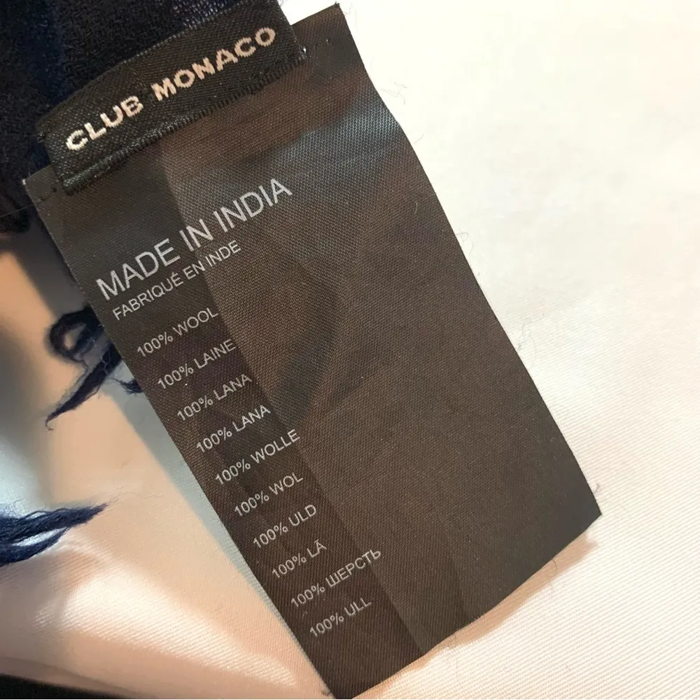 Club Monaco Marcinet Navy Plaid Dip Scarf In Navy Multi - Image 8