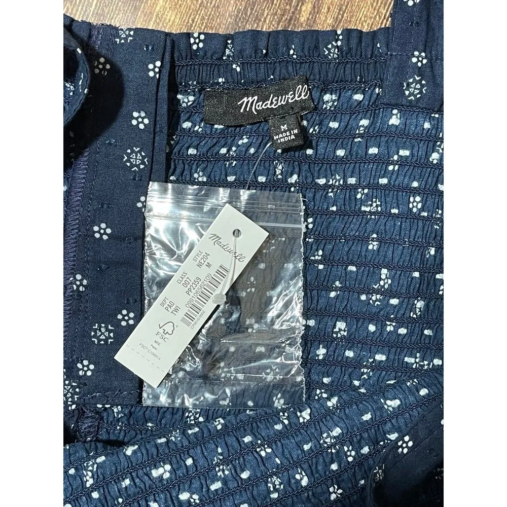 NWT Madewell Lucie Smocked Floral Tank size MEDIUM - Image 3