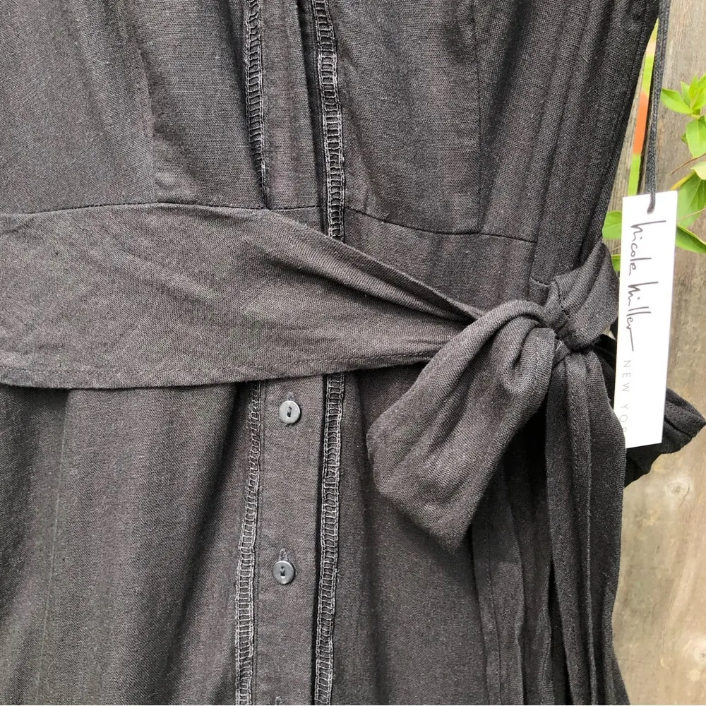 Dress Black Lace Linen Blend Sleeveless Maxi S - Image 10