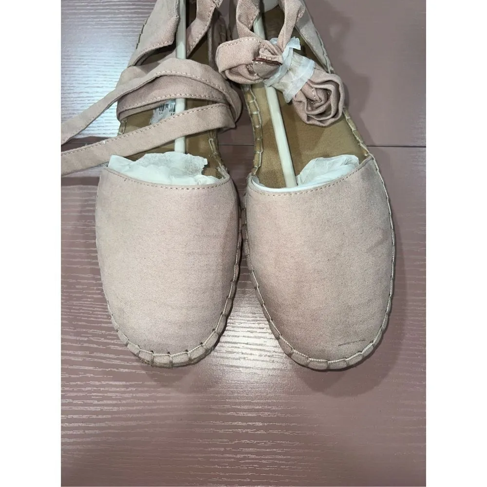 New Brash Espadrille Pink Ankle Wrap Sandals - Image 4