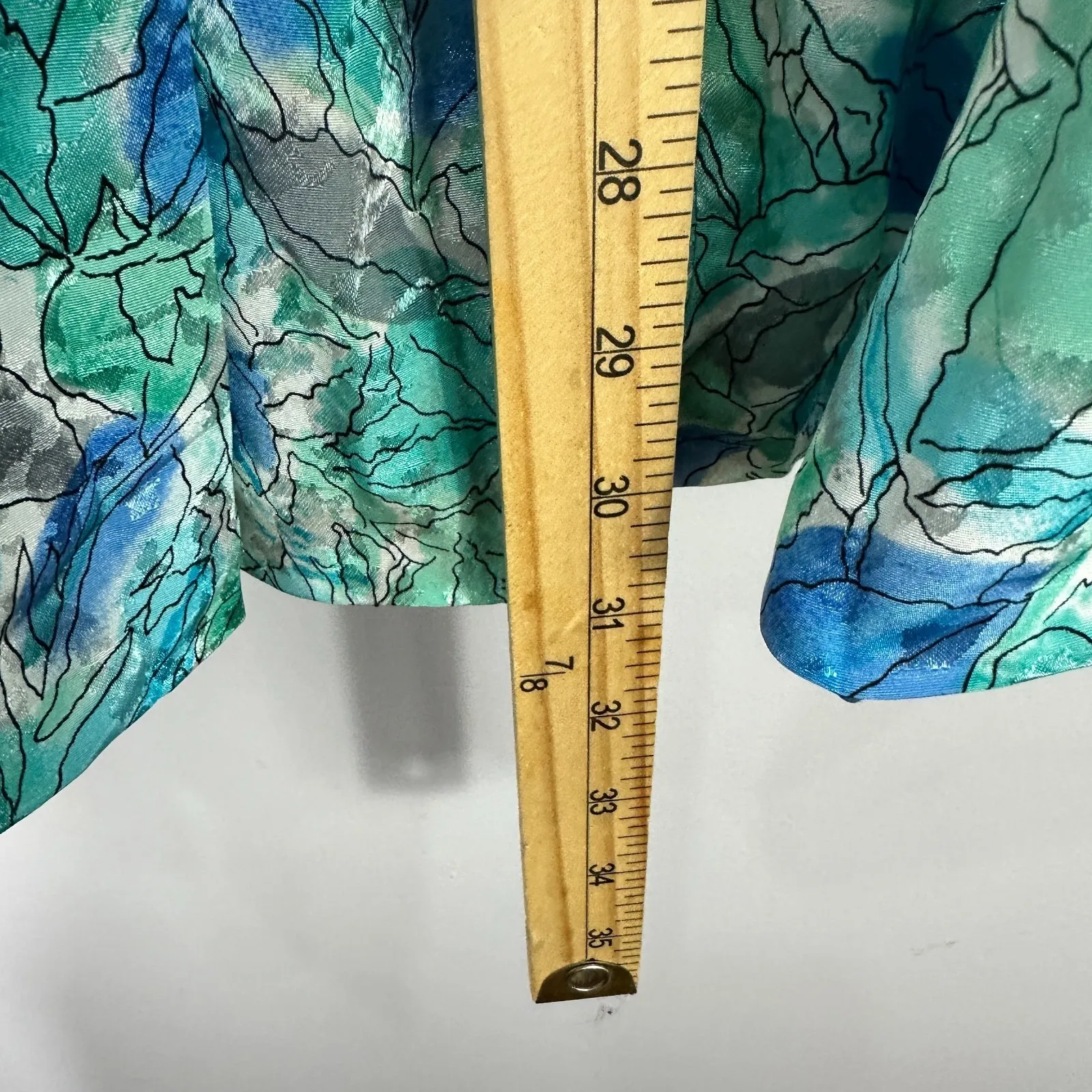 Vintage 90s Skirt Womens 12 Blue‎ Green Mermaidcore Fairycore Pleated Midi USA Blue - Image 3