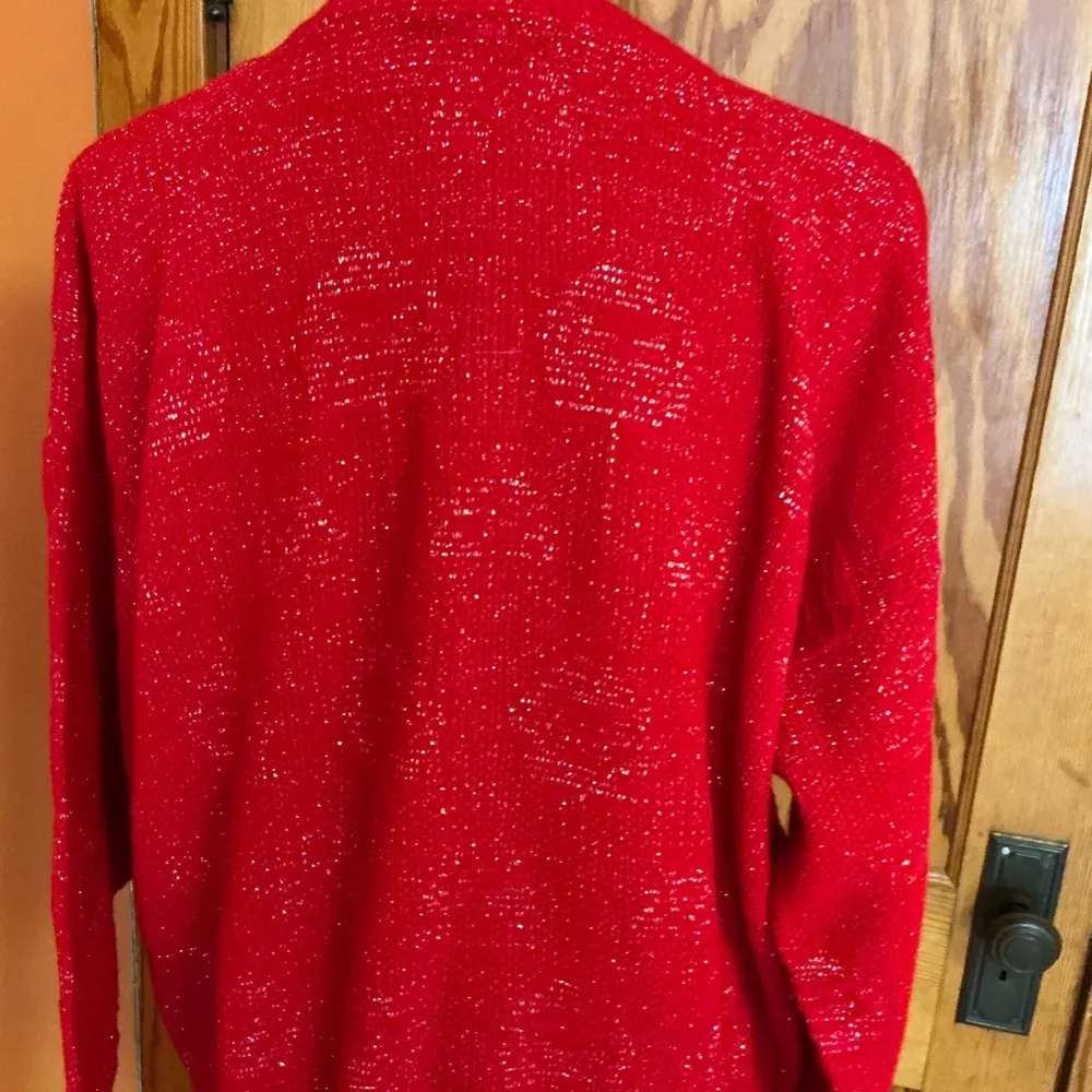 Vtg 80s oversized red sparkly sweater Size L - Image 8
